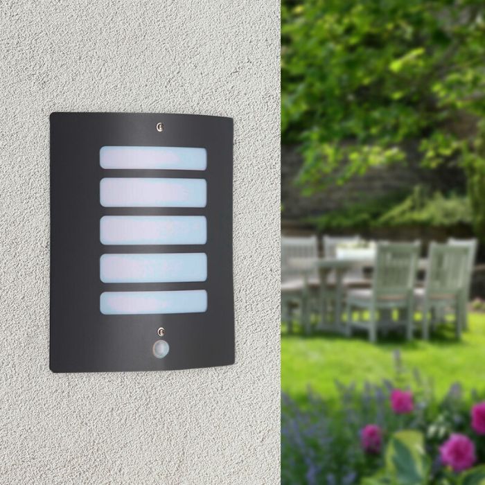 Metal outdoor wall light with motion sensor anthracite, Alea, IP44