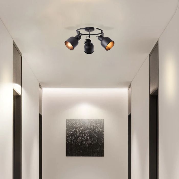 Industrial ceiling spotlight black, Shiva