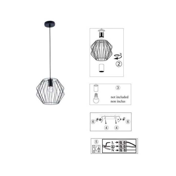 Industrial pendant light black, Alvina