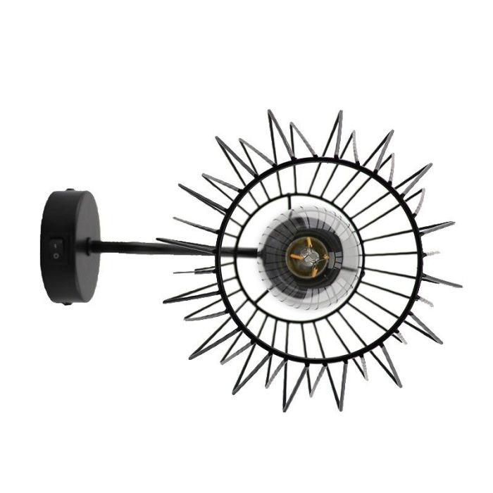 Industrial wall spotlight black, Alvina