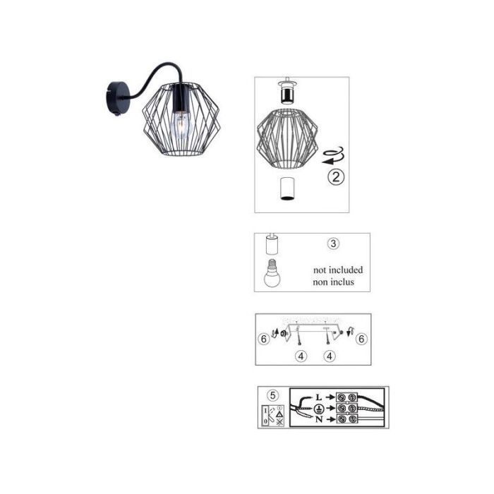 Industrial wall spotlight black, Alvina
