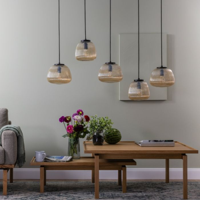Retro pendant light amber, Neha