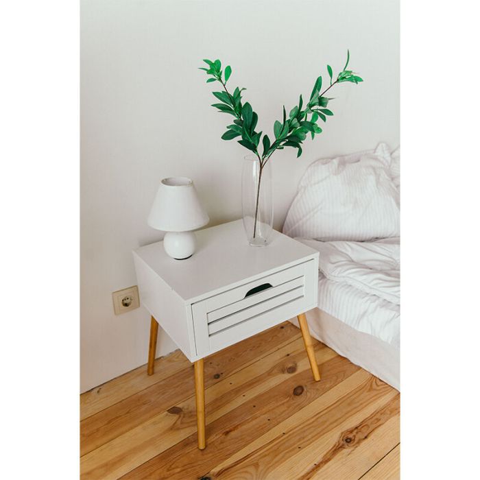 Ceramic table lamp white, Pilar, with switch