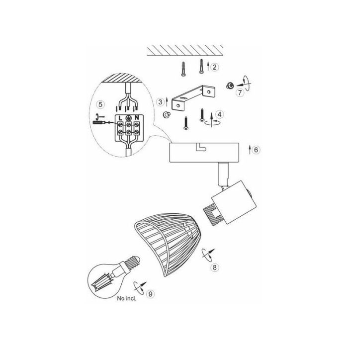 Industrial wall spotlight black, Aina