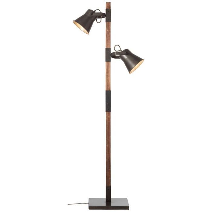 Wood reading floor lamp brown, Audrey, with switch