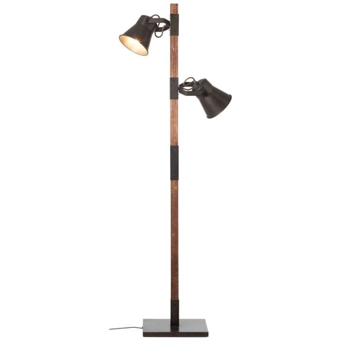 Wood reading floor lamp brown, Audrey, with switch