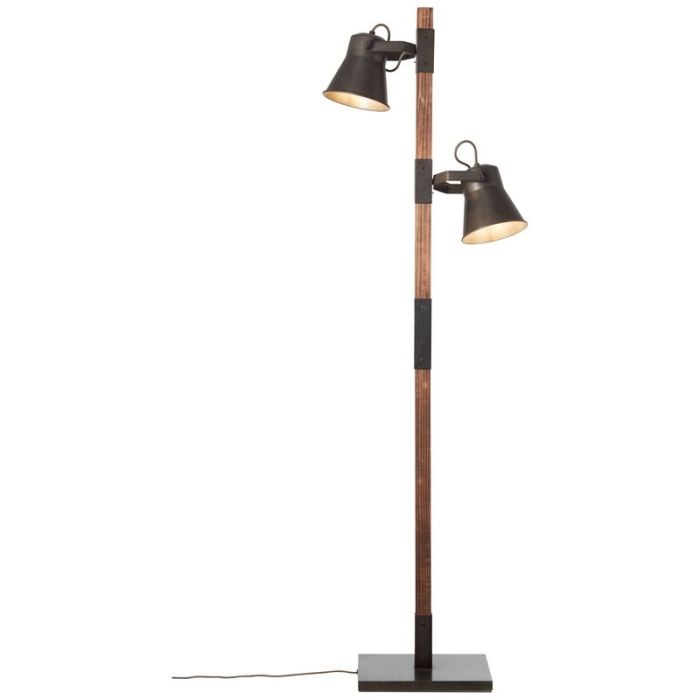 Wood reading floor lamp brown, Audrey, with switch