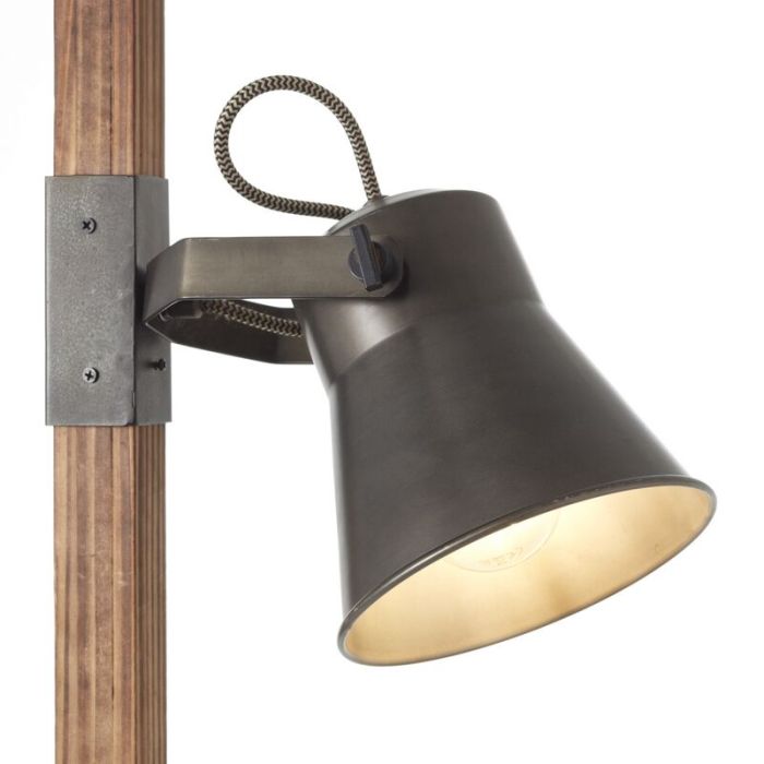 Wood reading floor lamp brown, Audrey, with switch
