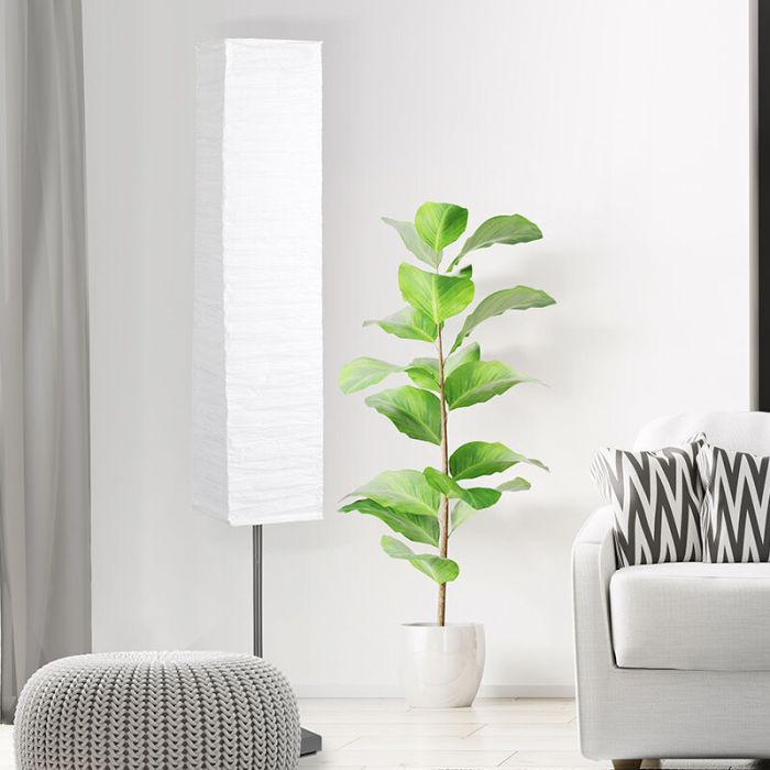 Paper floor lamp white, Octavio, with switch