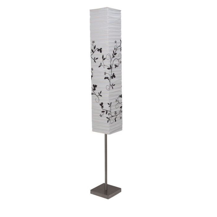 Paper floor lamp white, Octavio, with switch