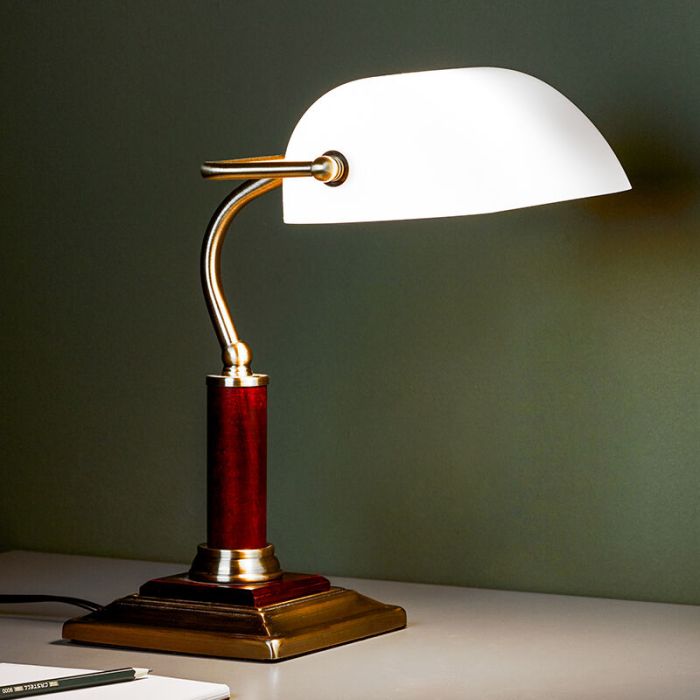 Wood desk lamp brown, Koosje, with switch