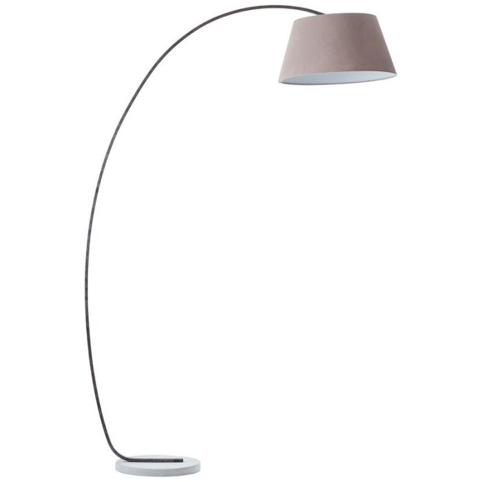 Concrete arc floor lamp brown, Haroun, with switch