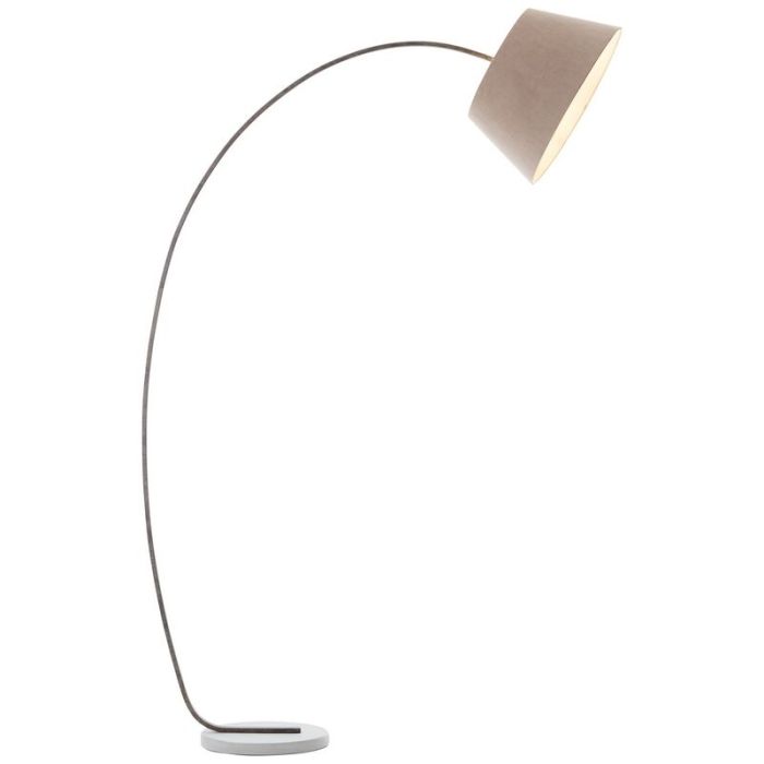 Concrete arc floor lamp brown, Haroun, with switch