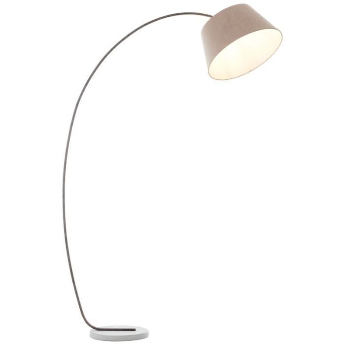 Concrete arc floor lamp brown, Haroun, with switch