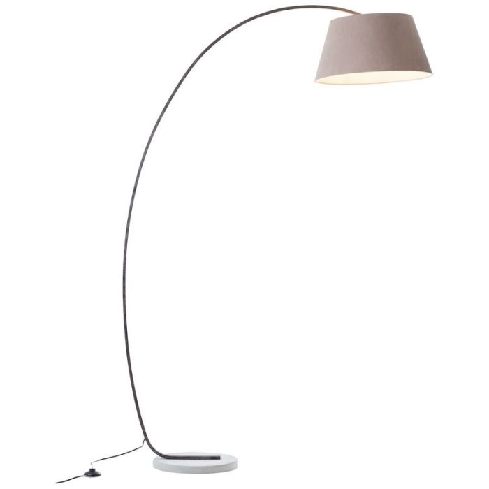 Concrete arc floor lamp brown, Haroun, with switch