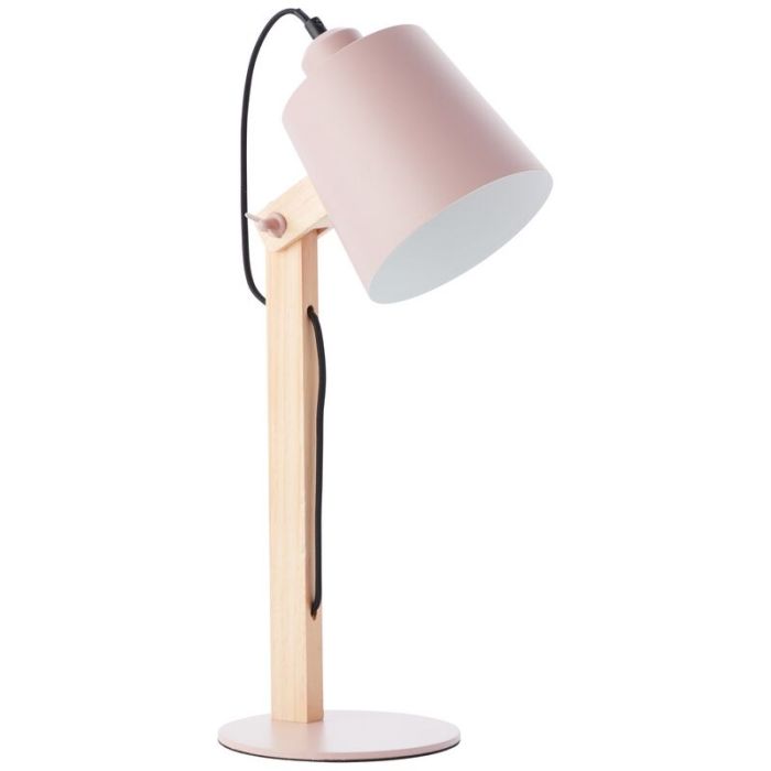 Wood table lamp pink, Dorina, with switch