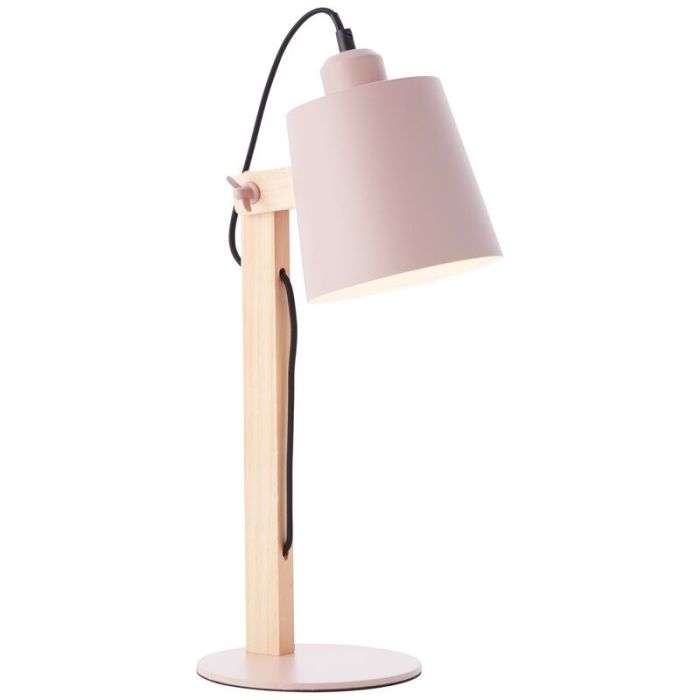 Wood table lamp pink, Dorina, with switch