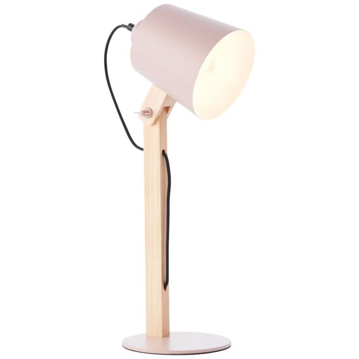 Wood table lamp pink, Dorina, with switch