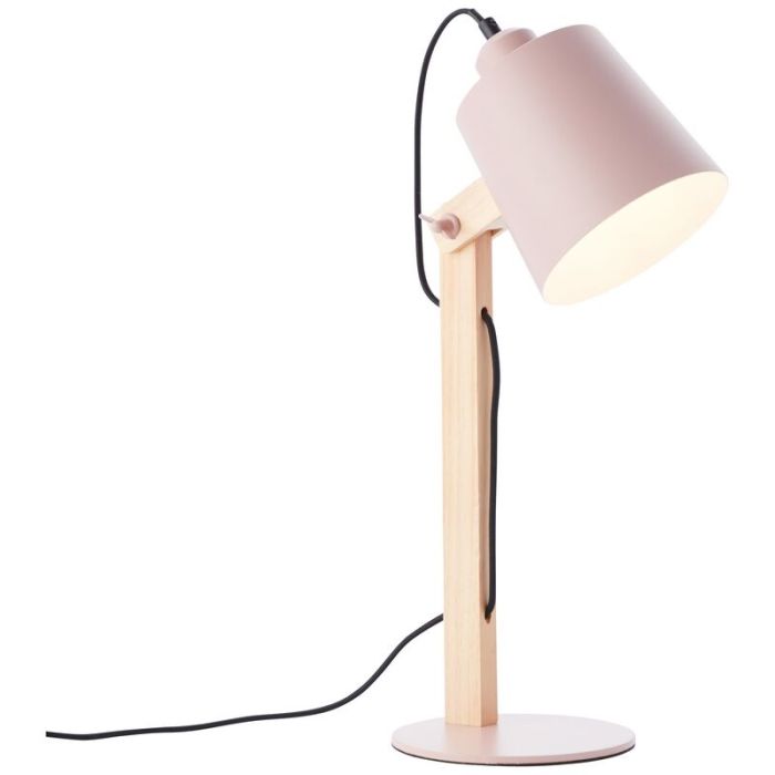 Wood table lamp pink, Dorina, with switch