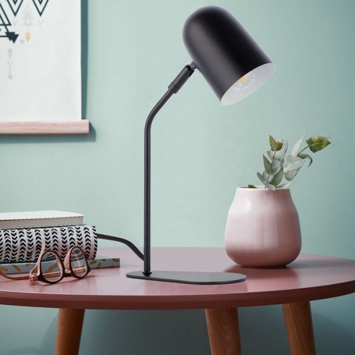 Modern table lamp black, Lukas, with switch