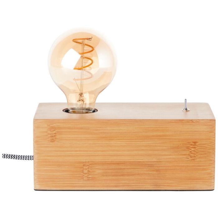 Wood table lamp brown, Jacobine, with switch