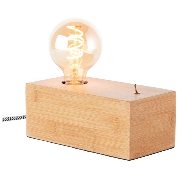 Wood table lamp brown, Jacobine, with switch