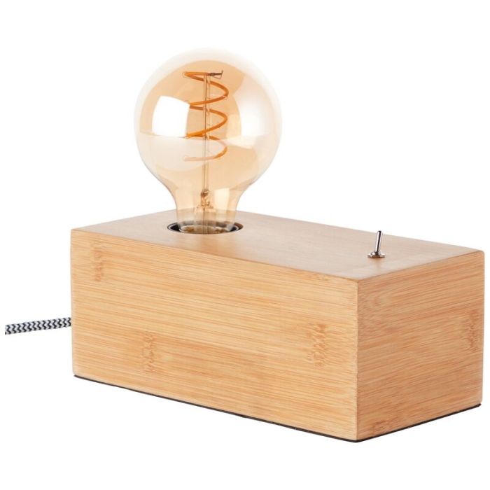 Wood table lamp brown, Jacobine, with switch
