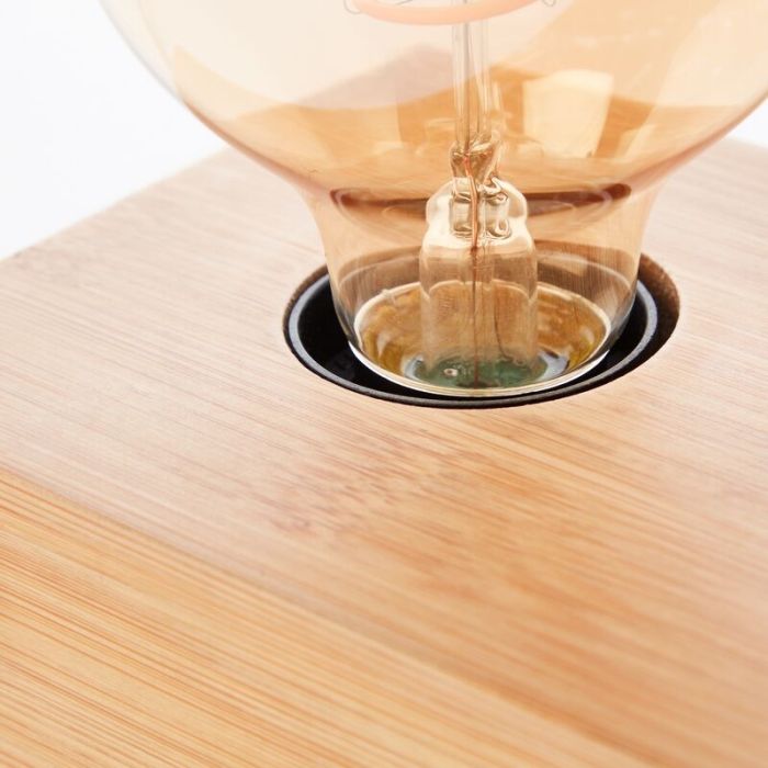 Wood table lamp brown, Jacobine, with switch