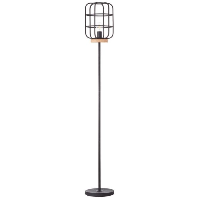 Wood floor lamp black, Taede, with switch