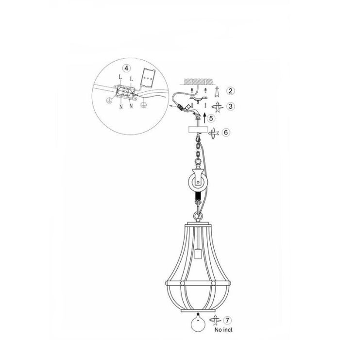 Wood pendant light brown, Afnane