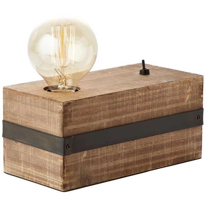 Wood table lamp black, Asli, with switch