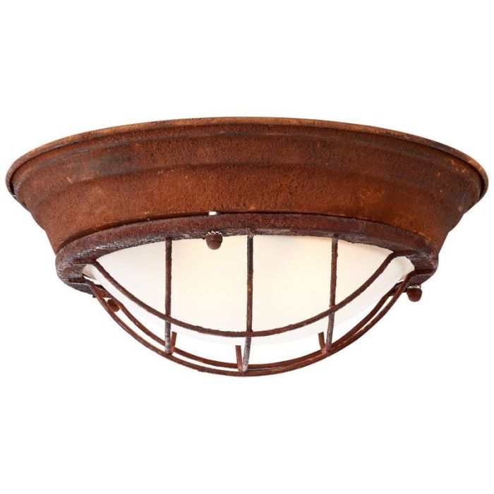 Industrial flush ceiling light rust coloured, Aoife