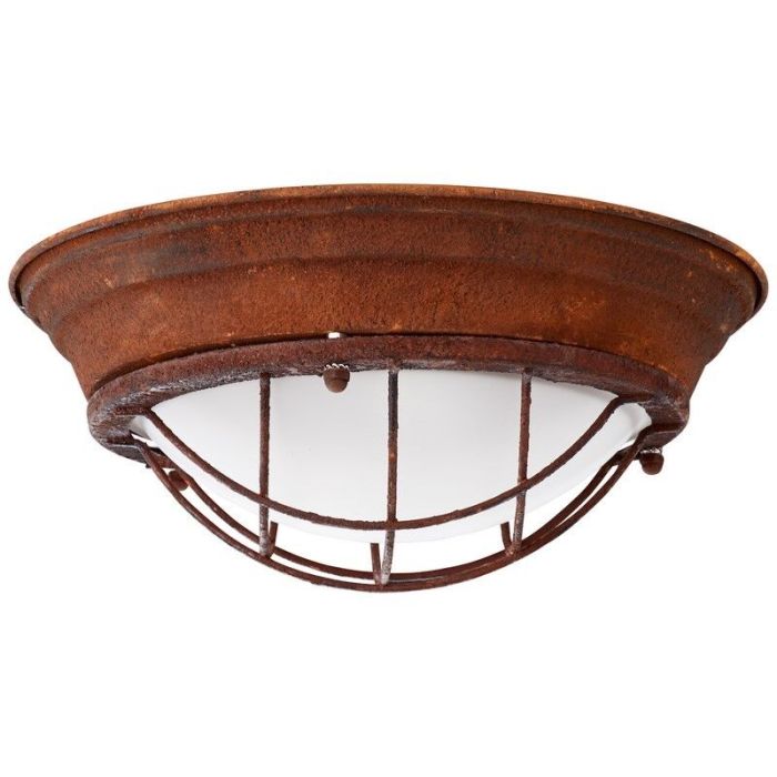 Industrial flush ceiling light rust coloured, Aoife