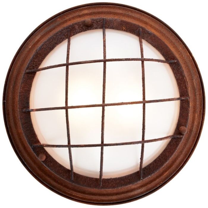Industrial flush ceiling light rust coloured, Aoife