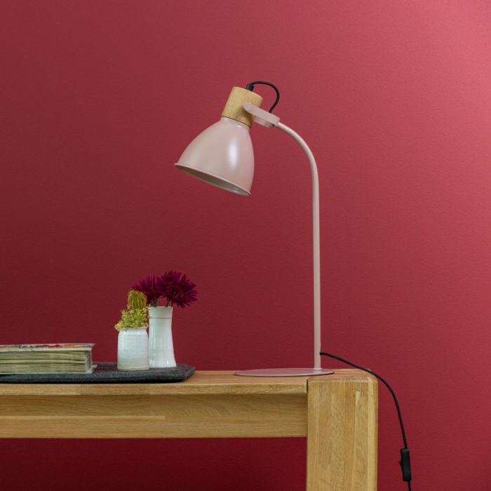 Rustic table lamp pink, Thalina, with switch