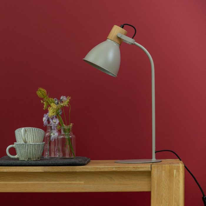 Rustic table lamp taupe, Thalina, with switch