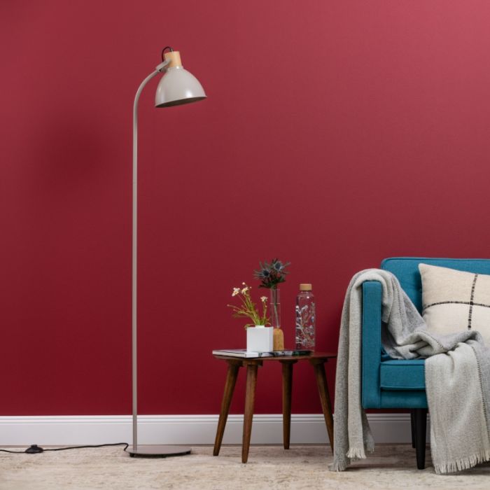 Rustic floor lamp taupe, Thalina, with switch