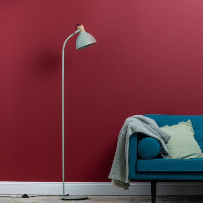 Rustic floor lamp green, Thalina, with switch