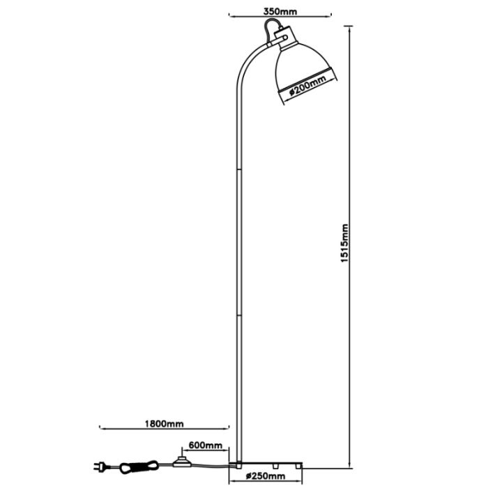 Rustic floor lamp green, Thalina, with switch