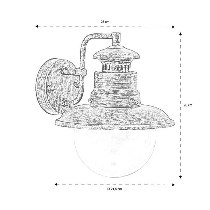 Rustic outdoor light gold, Jaelin, IP44