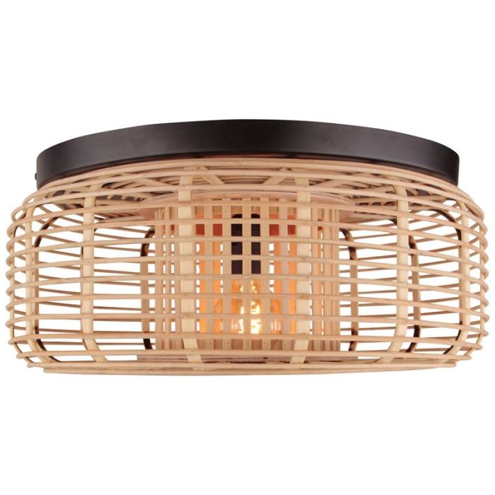 Wood flush ceiling light black, Deacon