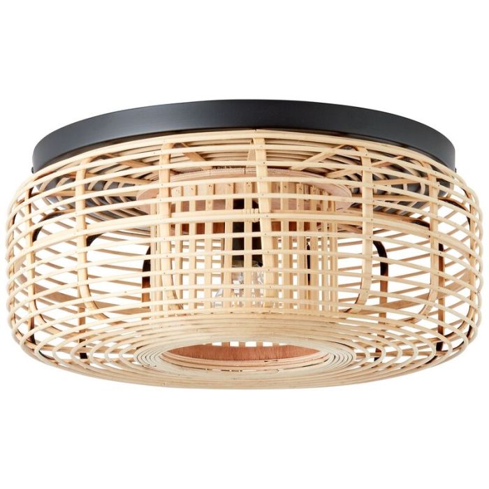 Wood flush ceiling light black, Deacon