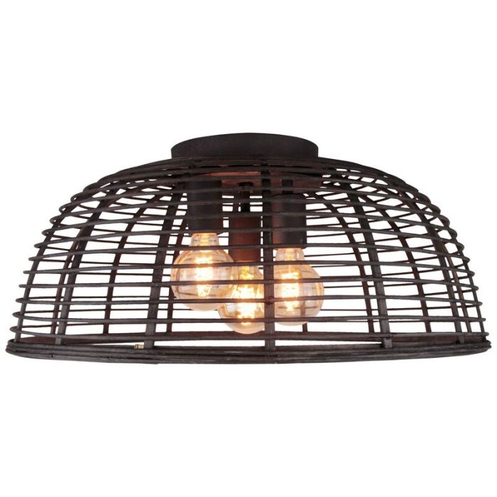 Wood flush ceiling light black, Deacon