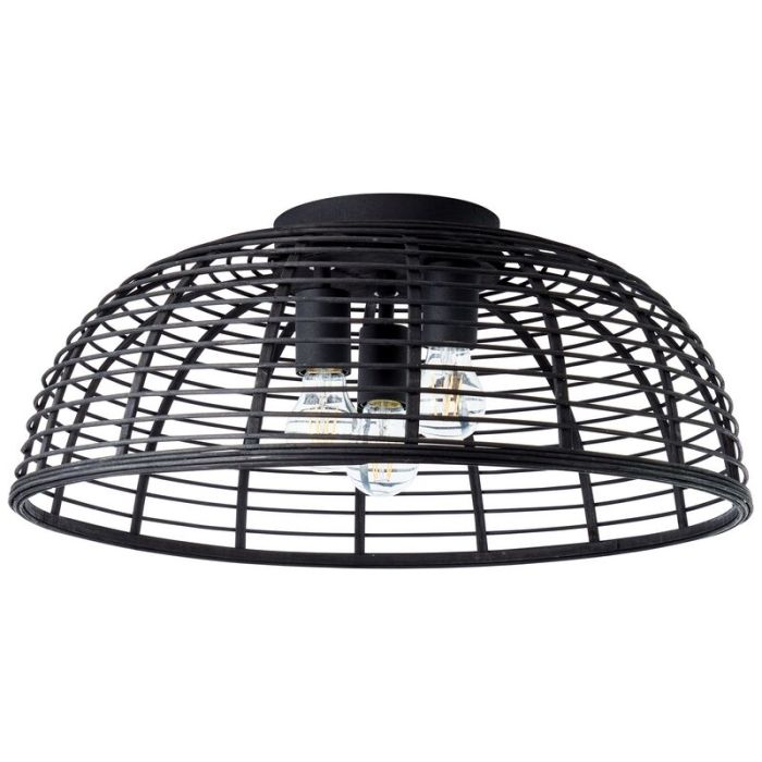 Wood flush ceiling light black, Deacon
