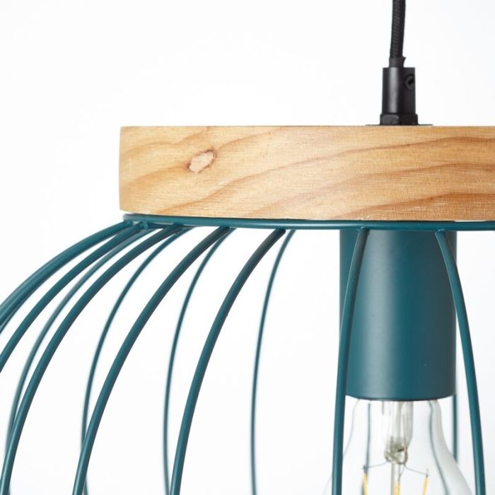 Wood pendant light blue, Donato