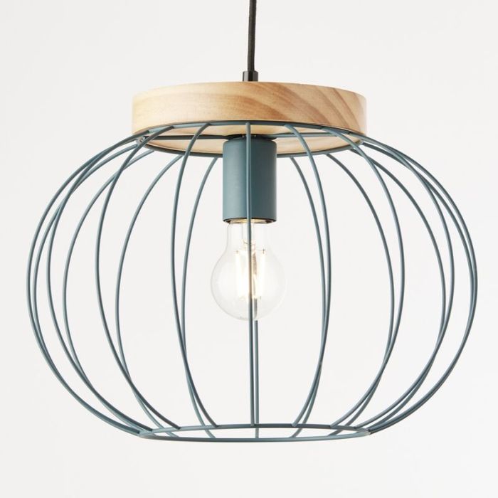 Wood pendant light blue, Donato
