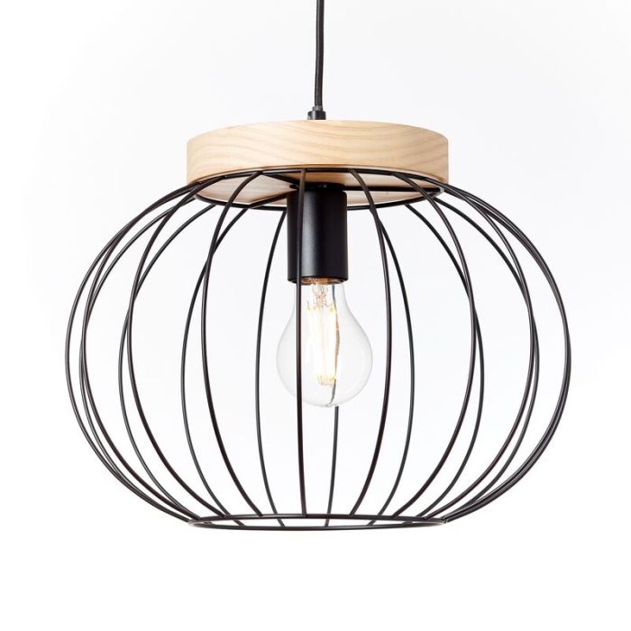 Wood pendant light black, Donato