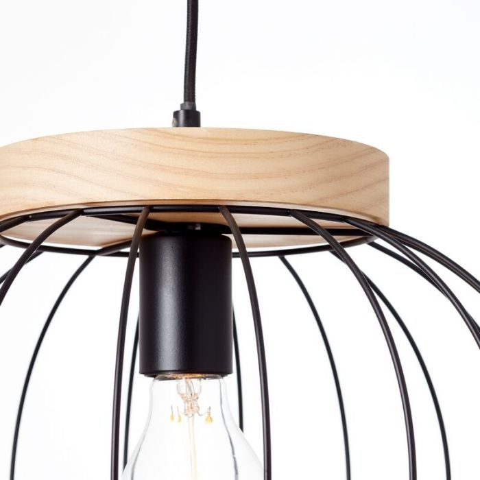 Wood pendant light black, Donato