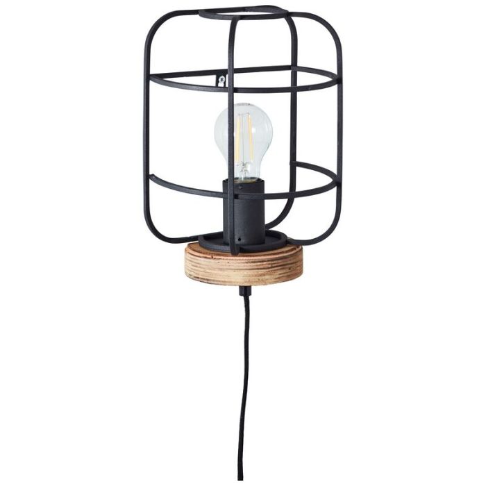Wood wall light black, Taede, with switch