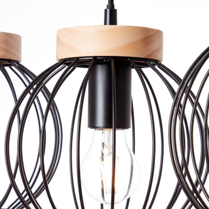 Wood pendant light black, Donato